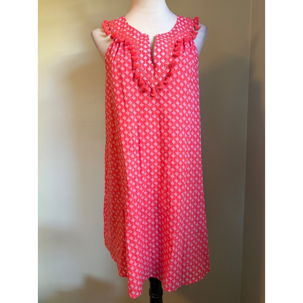 Vineyard Vines Coral Pink Tassel mini Sleeveless Small Dress‎ preppy resort cute